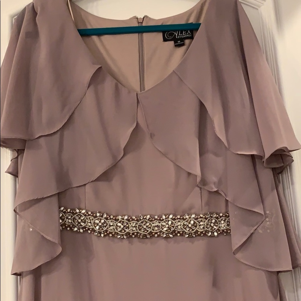 Alex Evenings lilac cape dress.